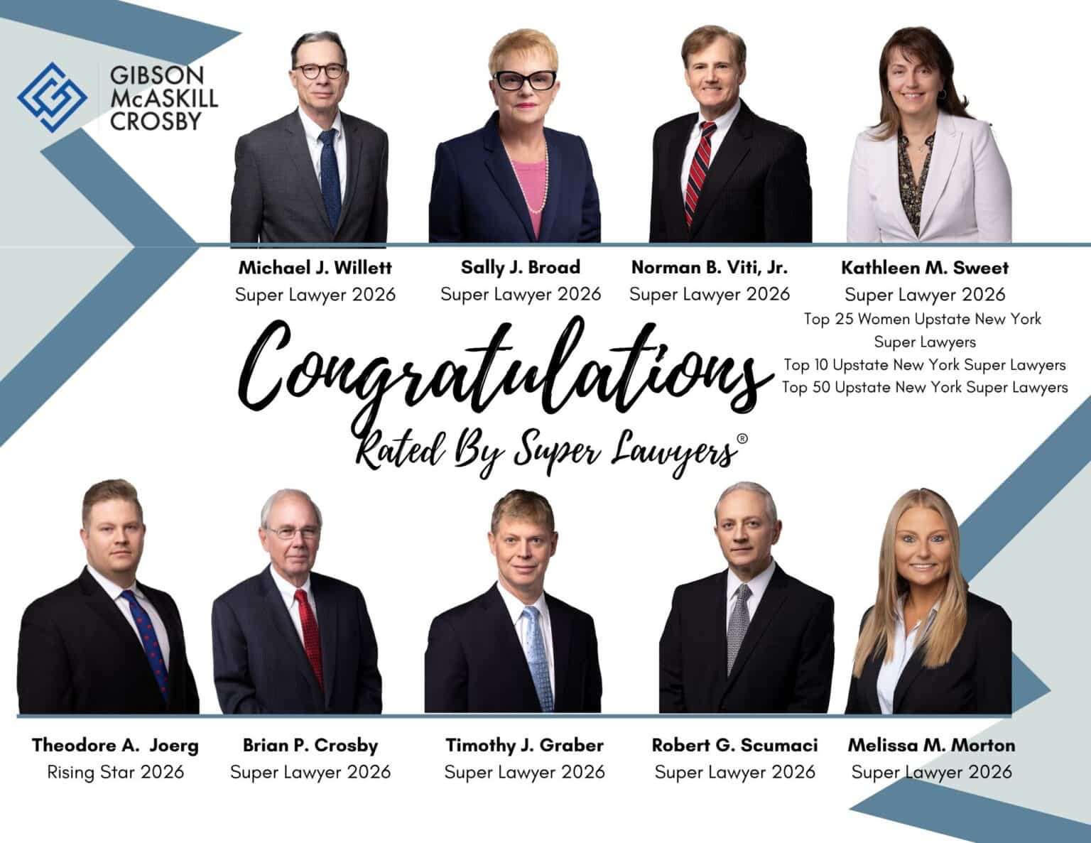 2026 Upstate New York Super Lawyers List - Gibson McAskill & Crosby